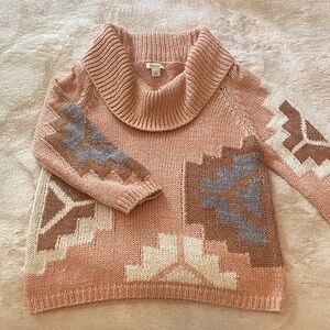 Sundance Blush and Taupe Cowl Neck Sweater